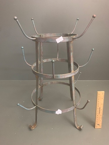 Vintage Wrought Iron French Bottle Drying Rack