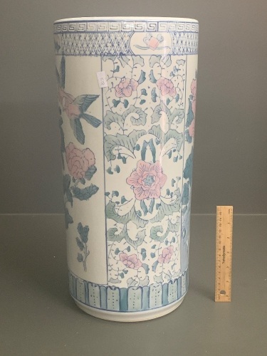 Tall Ceramic Umbrella Stand with Floral Design