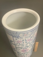 Tall Ceramic Umbrella Stand with Floral Design - 3