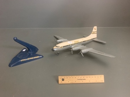 Vintage Desktop Model of BOAC Jet Prop Airliner with Stand - As Is