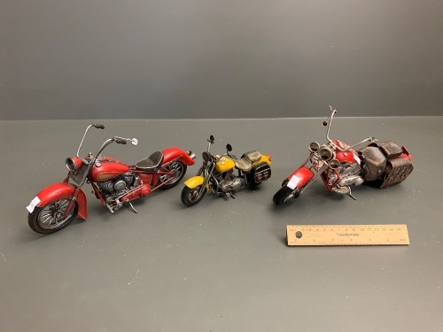 3 x Tin Plate Model Motorcycles