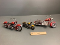 3 x Tin Plate Model Motorcycles - 2