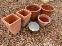 3 x Terracotta Garden Pots + 3 Plastic Garden Tubs/Pots - 2