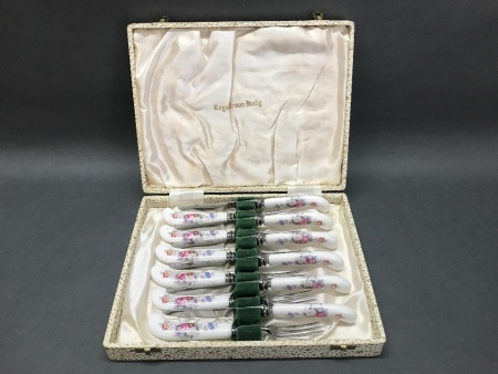 Royal Crown Derby Boxed Set 6 Lunch Knives and Forks