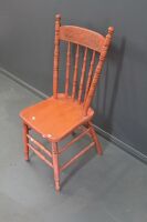 Antique Painted Spindle Back Australian Chair with Pressed Kangaroo Image Backrest - 2