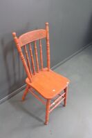 Antique Painted Spindle Back Australian Chair with Pressed Kangaroo Image Backrest - 3