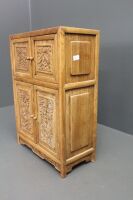 Vintage Chinese Carved Elmwood Jewellery / Trinket Cabinet - 2