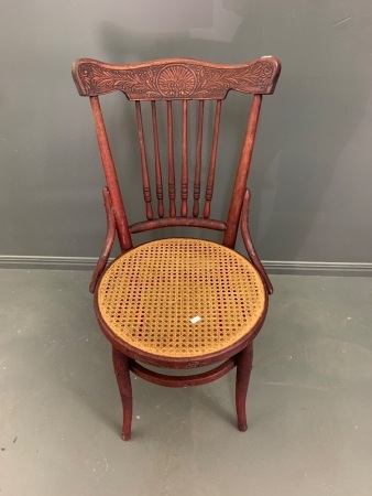 Antique Bentwood Chair with Split Cane Seat and Pressed Timber Backrest