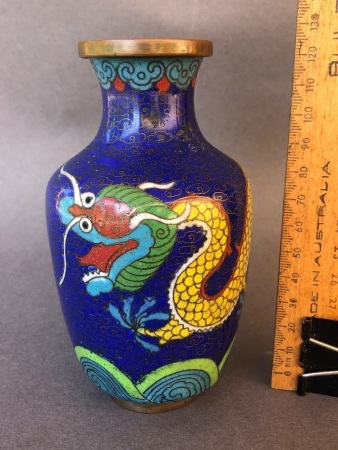 Vintage c1920's-30's Japanese Cloisonne Vase Depicting a Dragon