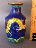 Vintage c1920's-30's Japanese Cloisonne Vase Depicting a Dragon - 2