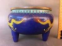 Early 20thC Chinese Cloisonne 3 Legged Bowl - As Is - 3