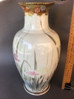 Vintage Hand Painted Asian Pottery Vase Depicting Orchids and Egrets - Signed to Base - 3