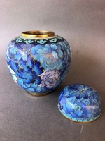 Vintage Chinese Blue Floral Cloisonne Ginger Jar + Pin Dish - 5