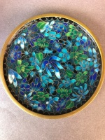 Vintage Chinese Blue Floral Cloisonne Ginger Jar + Pin Dish - 9