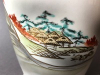 Vintage Japanese Hand Painted Kutani Porcelain Vase on Timber Stand - 8