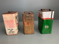 3 x Vintage 5 Litre Oil TIns - Castrol - BP/Victa - Caltex - 4