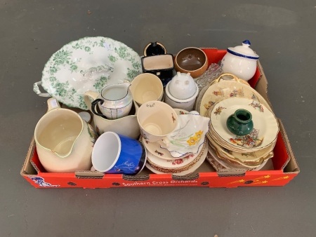 Box Lot of Asstd Ceramics - Some Crazing, Chips and Repairs