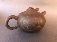 2 Intricate Miniature Chinese Tea Pots - 1 with Moving Dragons Head - 1 Stamped to Base - 5