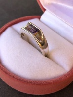 Sterling Silver and Amethyst Ring - 6