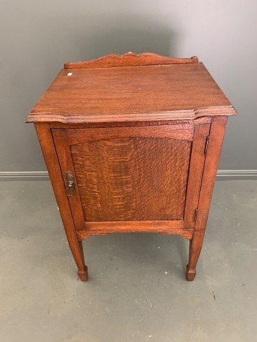 Antique Silky Oak Single Door Bedside Cabinet