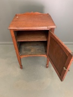 Antique Silky Oak Single Door Bedside Cabinet - 2