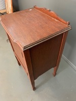 Antique Silky Oak Single Door Bedside Cabinet - 3