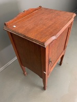 Antique Silky Oak Single Door Bedside Cabinet - 4