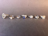 Asstd Lot of 7 White Metal Rings