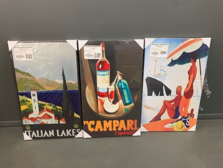 3 x Large New Weatherprrof Outdoor Prints - Camapari, Italian Lakes, Australia