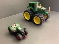 Large John Deere Toy Tractor + Die Cast Fendt Tractor - 2