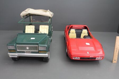 Large Mattel Toy Ferrari and Safari Truck