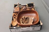 Asstd Lot of Carved Timber Items inc. Animals, Mask, Large Teak Bowl, Jewellery Box Etc - 3