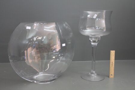 XL Glass Vase and Wine Goblet