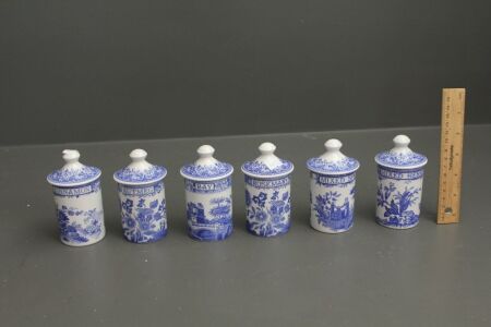 Set of 6 Spode The Blue Room Collection Spice Jars