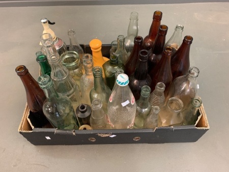 Large Box Lot of Asstd Vintage Bottles