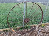 Large Antique Iron Spoked Cart Wheel