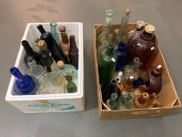 Large Lot of Asstd Bottles and Ceramic Flasks - 2 Boxes - 3