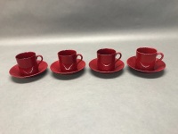 Royal Doulton Flamb&eacute; Demi Tasse Coffeе&nbsp;Cans&nbsp;& Saucers x 4