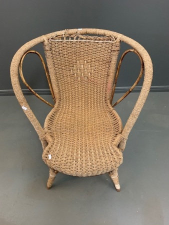 Vintage Seagrass Armchair - As Is