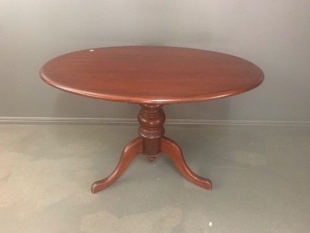 Antique Red Cedar Oval Table on Tripod Legs