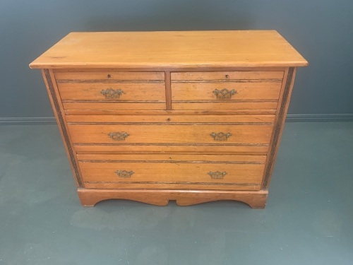 Antique Pine 4 Drawer Chest of Drawers