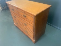 Antique Pine 4 Drawer Chest of Drawers - 2