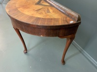 Vintage Demi Lune Marquetry Hall Table - As Is - 2