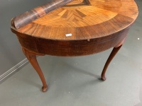 Vintage Demi Lune Marquetry Hall Table - As Is - 3