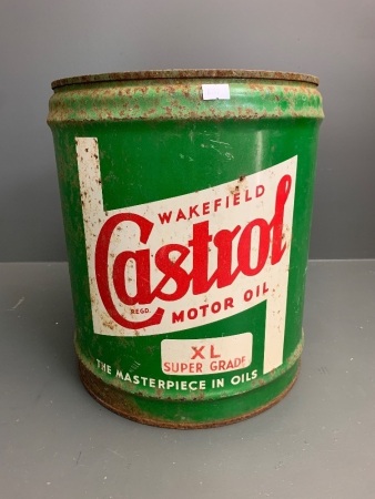 4 Gallon XL Supergrade Vintage Wakefield Castrol Motor Oil Tin