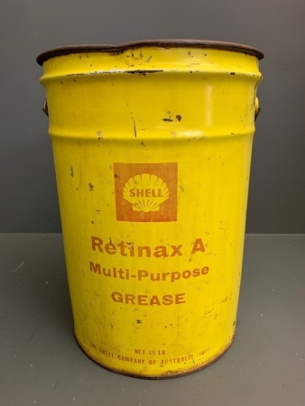 Vintage Shell Retinax A 45lb Grease Drum - No Lid