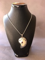 Sterling Silver, Garnet and Shell Necklace