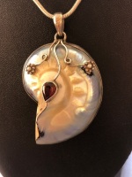 Sterling Silver, Garnet and Shell Necklace - 2