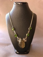 Sterling Silver, Labrodite and Green Crystal Pendant