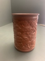 Vintage Chinese Hand Incised Terracotta Pot Depicting Dragon - Stamped to Bottom - 3